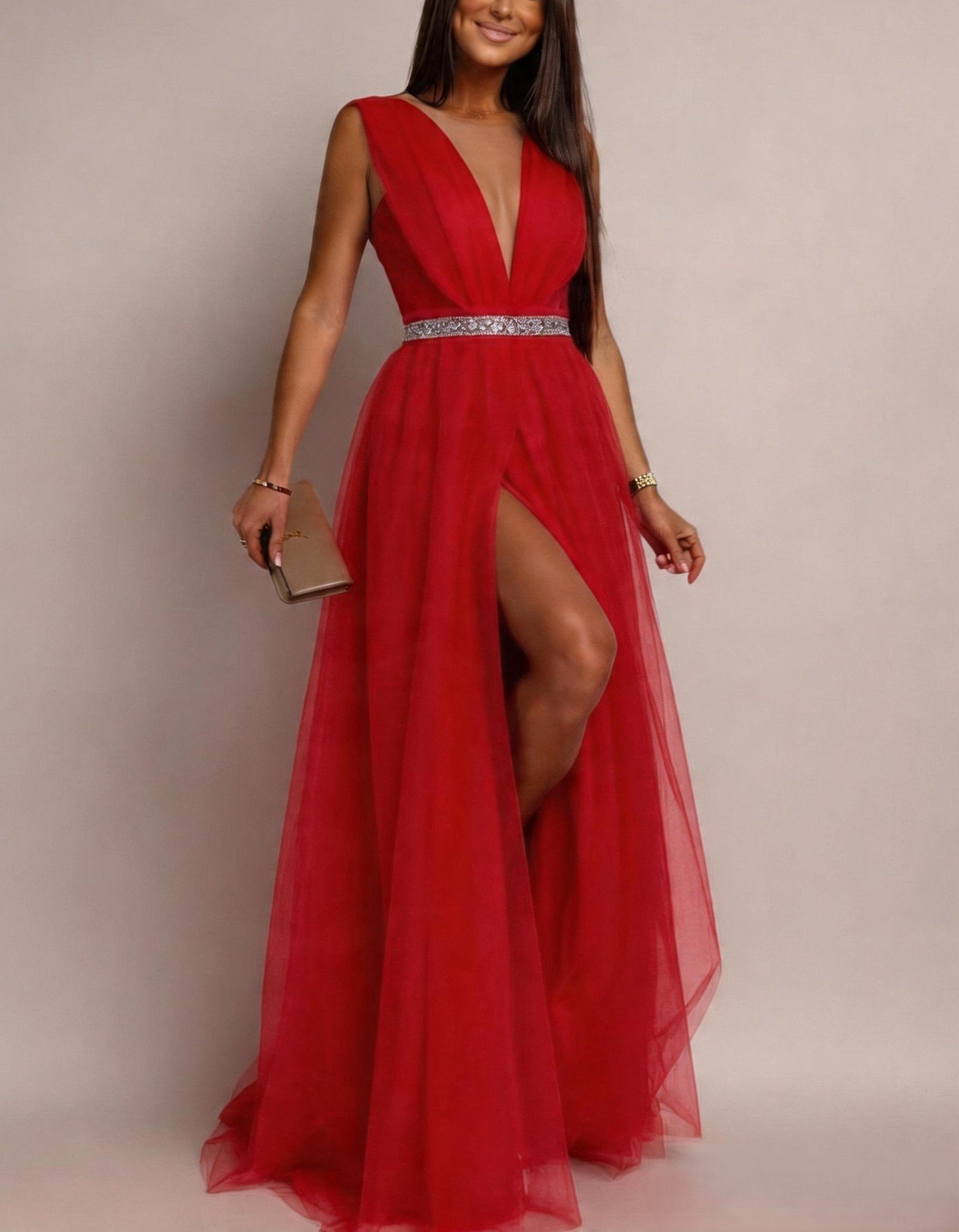 rochie mini de seara Rochie lunga rosie din tulle Adele